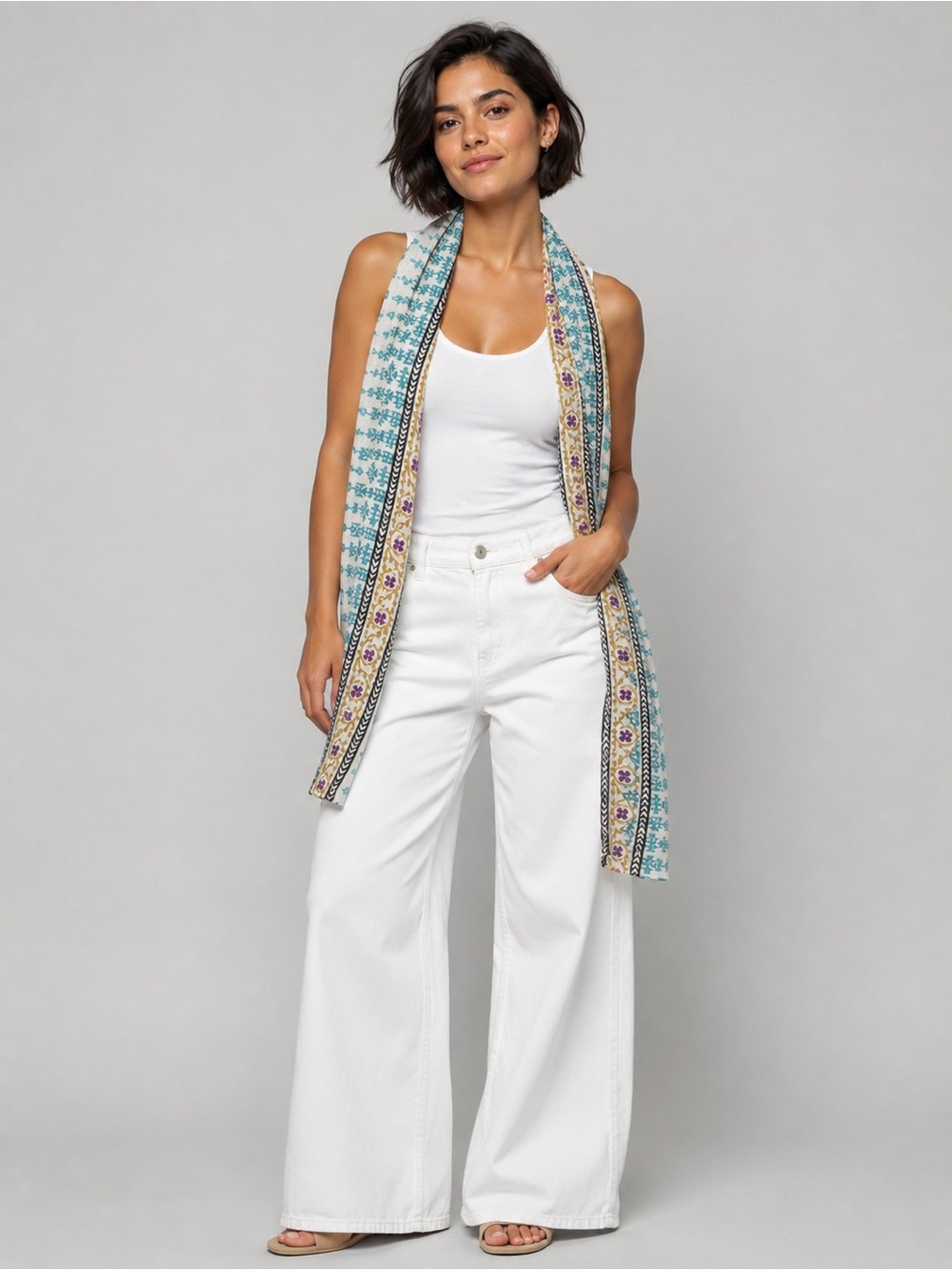 JOHN ROBSHAW | Ahar Printed Oversized Cotton Boho Lightweight Scarf/Wrap